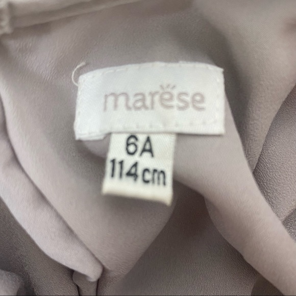 Marese French brand Girl’s Grey Pleated Chiffon with Butterfly Sleeves Dress - Picture 4 of 7